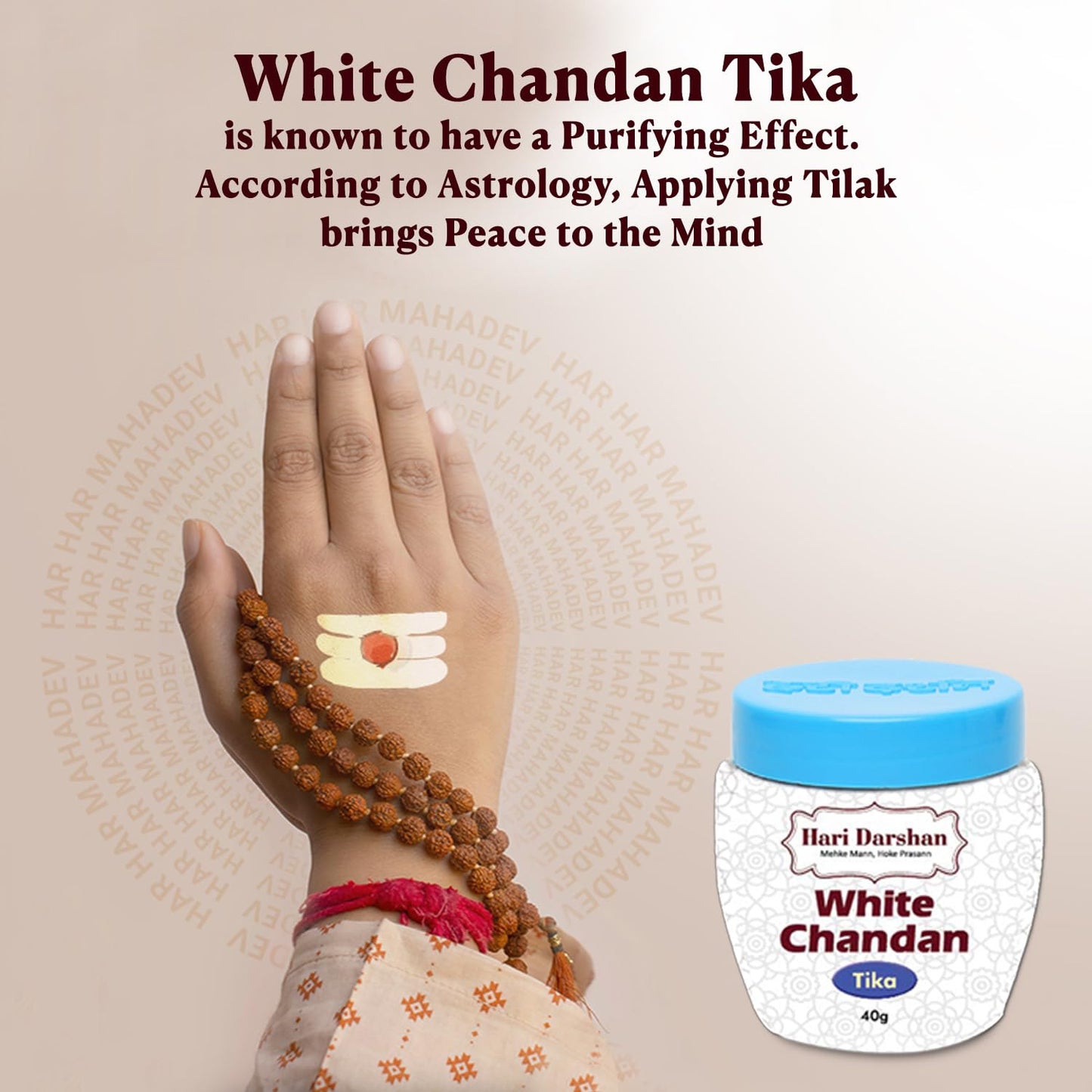 Safed Chandan Tika - Made with Pure white Sandalwood Powder, Saffron  and other Natural herbs - 40g Pack of 6