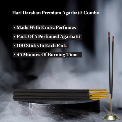 Premium Perfumed Agarbatti Combo - Bliss, Trust, Supreme, Royal No. 9 - Pack of 4, 100 Sticks in each pack