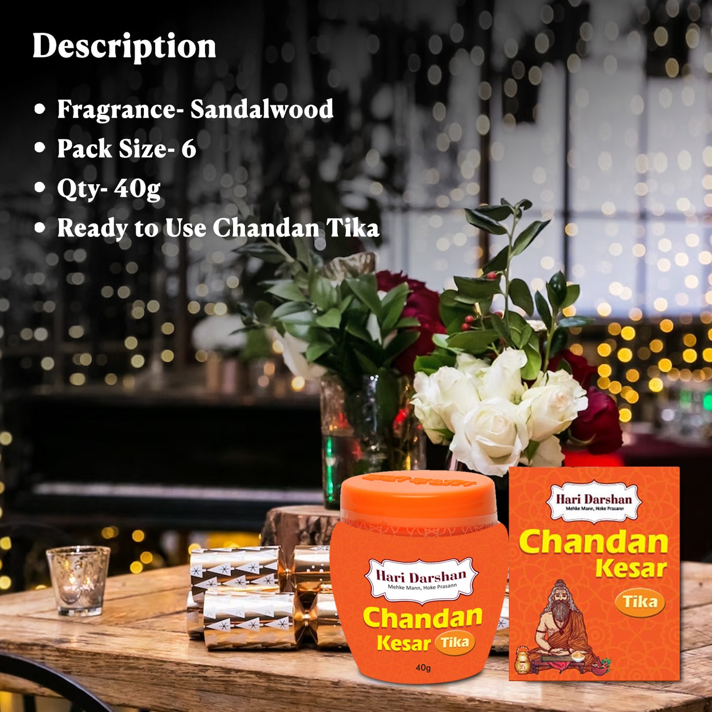 Chandan Kesar Tika - Made with Pure Mysore sandalwood Paste + Saffron with Powerful Mantras - 40g