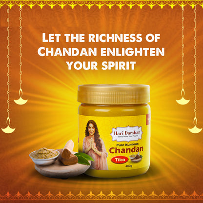 Chandan Tika - Traditional Paste Made with Pure Sandalwood Powder, Saffron & Other natural herbs with Powerful Mantras -Jar - 400g