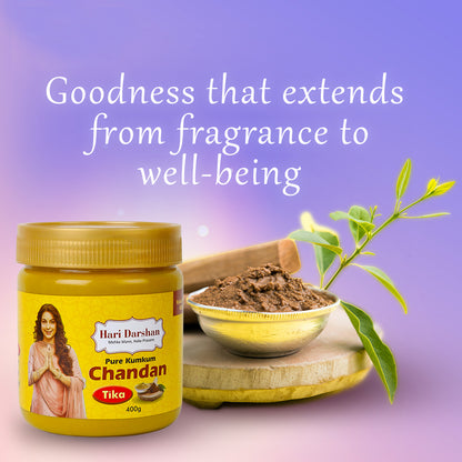 Chandan Tika - Traditional Paste Made with Pure Sandalwood Powder, Saffron & Other natural herbs with Powerful Mantras -Jar - 400g