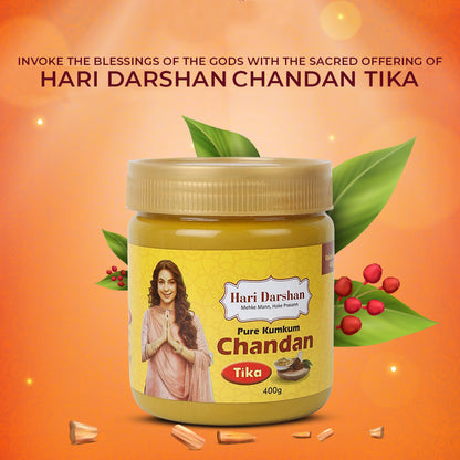 Chandan Tika - Traditional Paste Made with Pure Sandalwood Powder, Saffron & Other natural herbs with Powerful Mantras -Jar - 400g