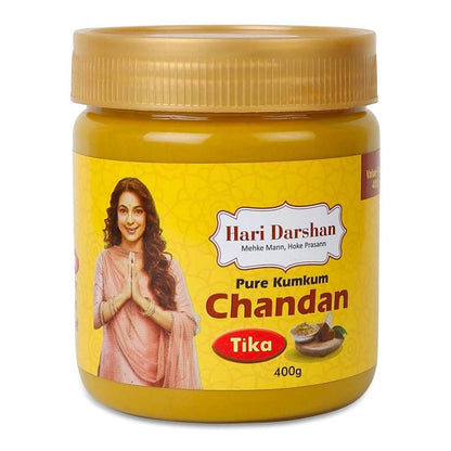 Chandan Tika - Traditional Paste Made with Pure Sandalwood Powder, Saffron & Other natural herbs with Powerful Mantras -Jar - 400g