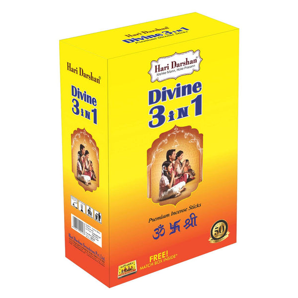 Divine Three in One Agarbatti Premium Incense Sticks 105g - Approx 25 St