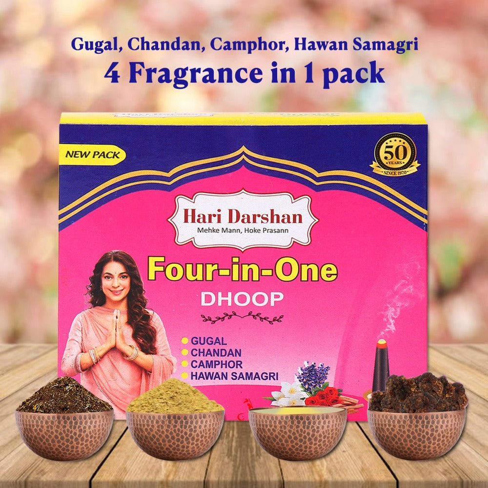 4 in 1 Pure Dhoop Combo | Four Different Fragrances | Gugal | Chandan | Camphor | Hawan Samagri