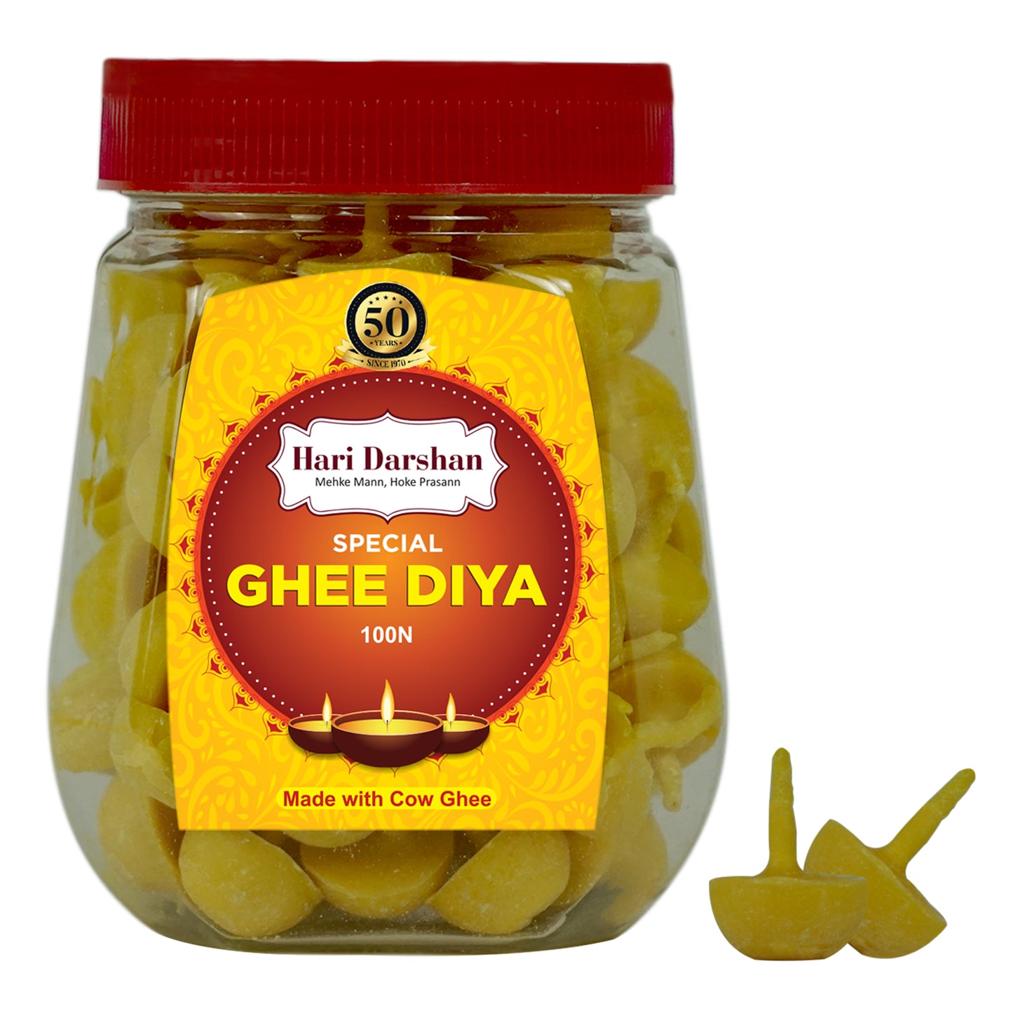 Ghee Diya - Made With Cow Ghee - Ready-to-Use - 20 Minutes Burning Time - 100pc Small Diya