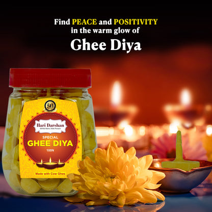 Ghee Diya - Made With Cow Ghee - Ready-to-Use - 20 Minutes Burning Time - 100pc Small Diya