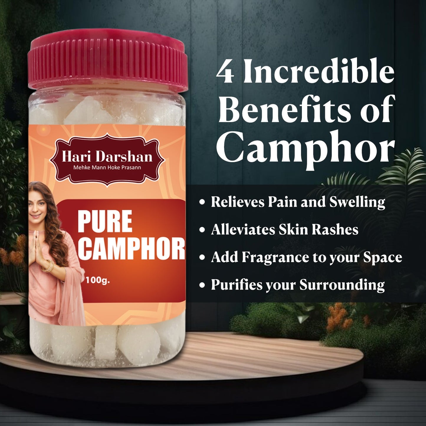 Pure Camphor -Creates Divine Atmosphere at Home - Jar - 25g ,50g & 100g