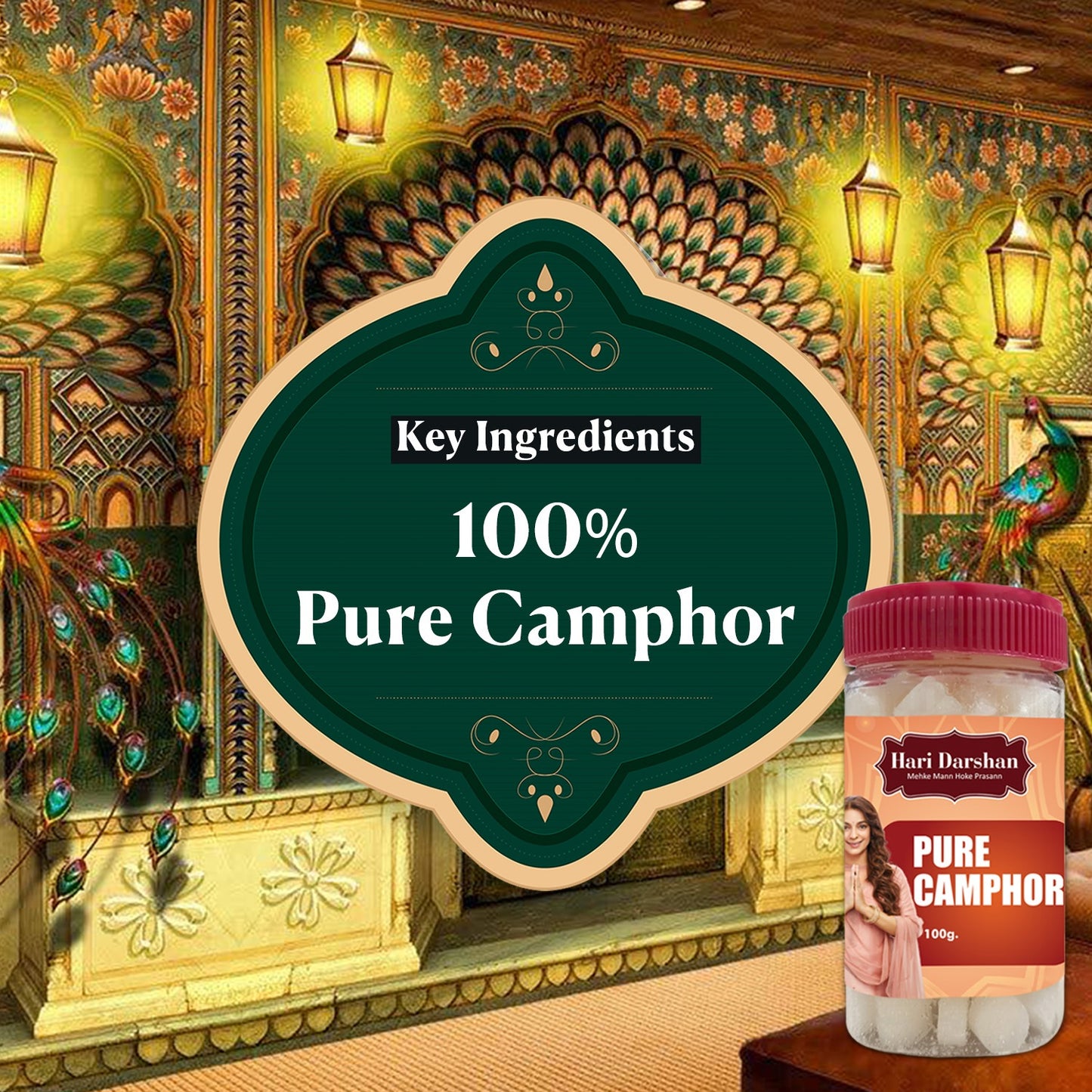 Pure Camphor -Creates Divine Atmosphere at Home - Jar - 25g ,50g & 100g