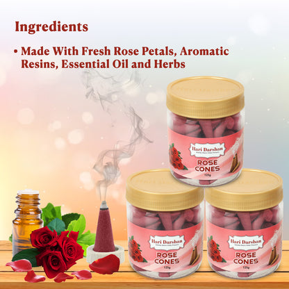 Rose Dhoop Cones Jar  125g,(approx 70 cones)