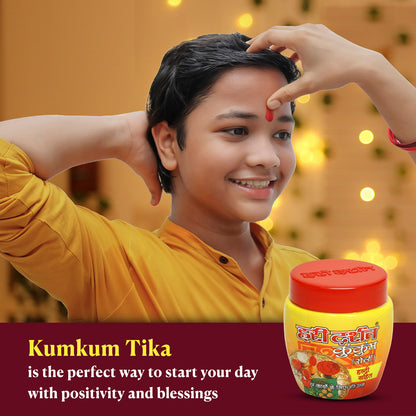 Kumkum Roli Chandan Tika Paste 40g - Red color  Made with Pure KumKum powder - use for daily prayers and religious purpose - Pack of 5