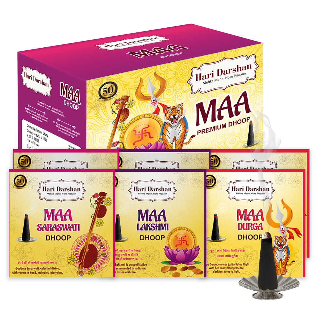 Maa Premium Dhoop | Maa Saraswati,Maa Lakshmi,Maa Durga Dhoop Pack of 6