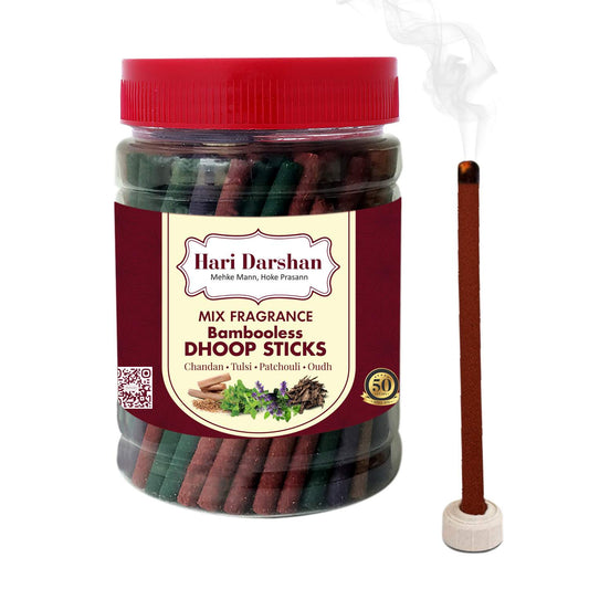 Mix Fragrance Dry Dhoop Sticks -100 Sticks Jar - Make home a temple - Bambooless Incense Sticks