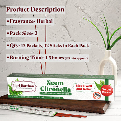 Neem and Citronella Mosquito Repellent Incense Sticks with Sleep well & Sweet dreams - 10st in each packet, Pack of 12