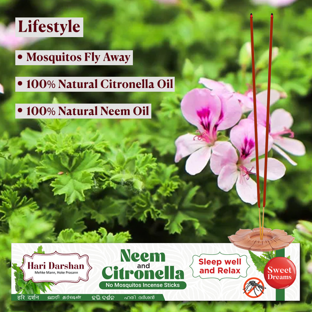 Neem and Citronella Mosquito Repellent Incense Sticks with Sleep well & Sweet dreams - 10st in each packet, Pack of 12