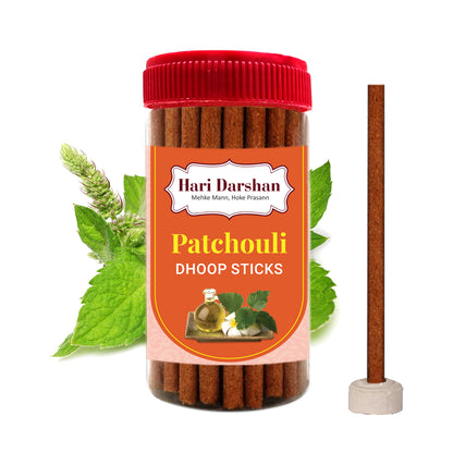 Patchouli Dry Dhoop Sticks -125g Jar-Make home a temple -Bambooless Incense Sticks-Pack of 3