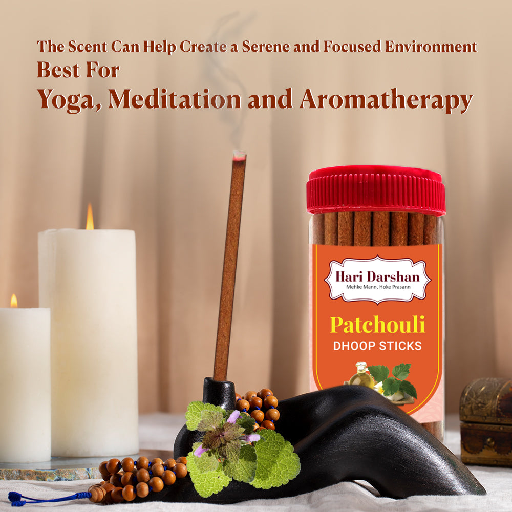 Patchouli Dry Dhoop Sticks -125g Jar-Make home a temple -Bambooless Incense Sticks-Pack of 3