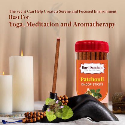 Patchouli Dry Dhoop Sticks -125g Jar-Make home a temple -Bambooless Incense Sticks-Pack of 3