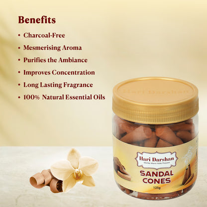 Dhoop Sandal Cones Jar - 125g,(approx 70 cones)