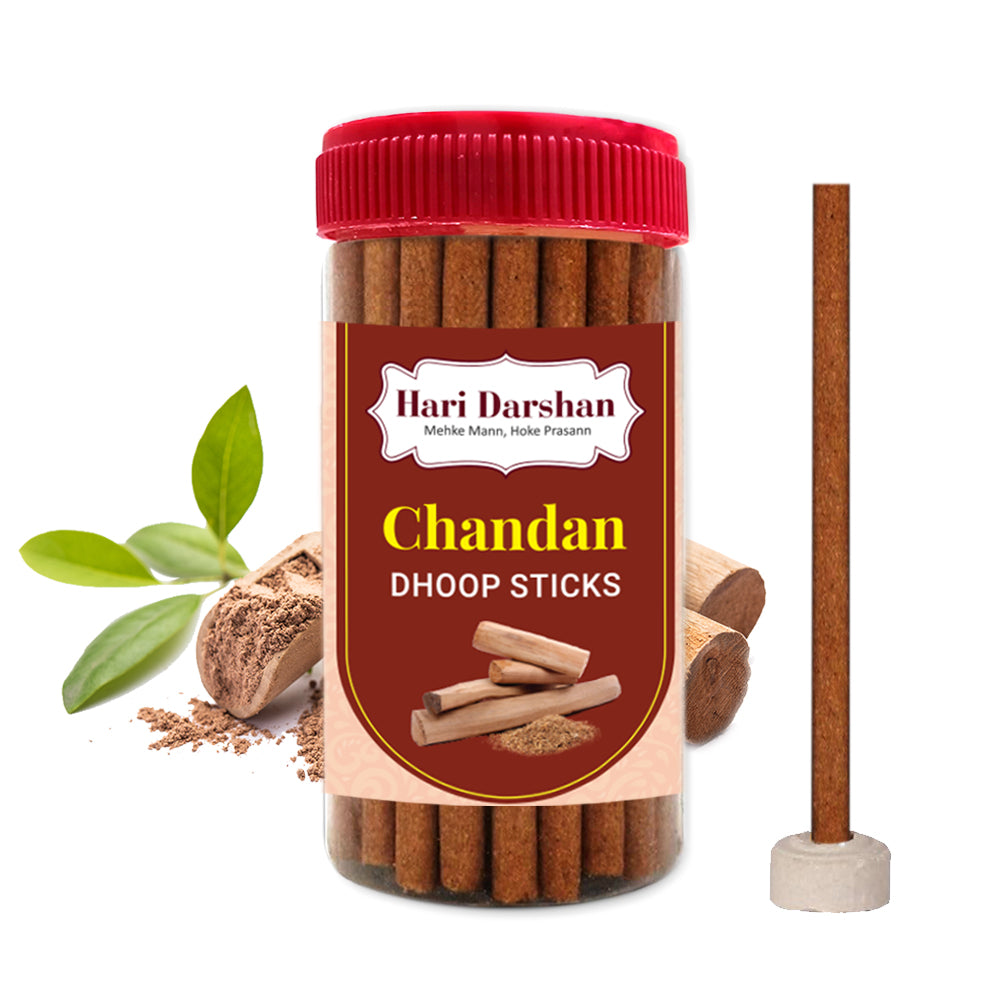 Chandan Dry Dhoop Sticks -125g Jar-Make home a temple -Bambooless Incense Sticks