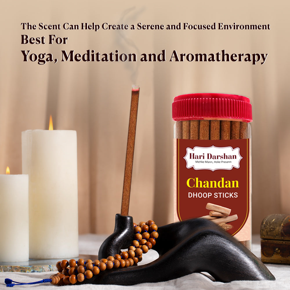 Chandan Dry Dhoop Sticks -125g Jar-Make home a temple -Bambooless Incense Sticks