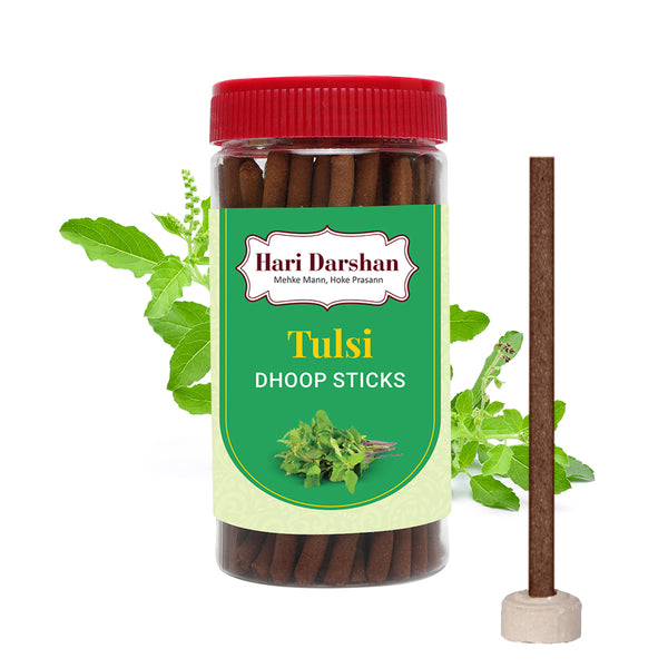 Tulsi Dry Dhoop Sticks -125g Jar-Make home a temple -Bambooless Incense Sticks