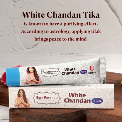 White Chandan Tika 50g Tube -Made with Pure White Sandalwood Powder ,Saffron and natural herbs