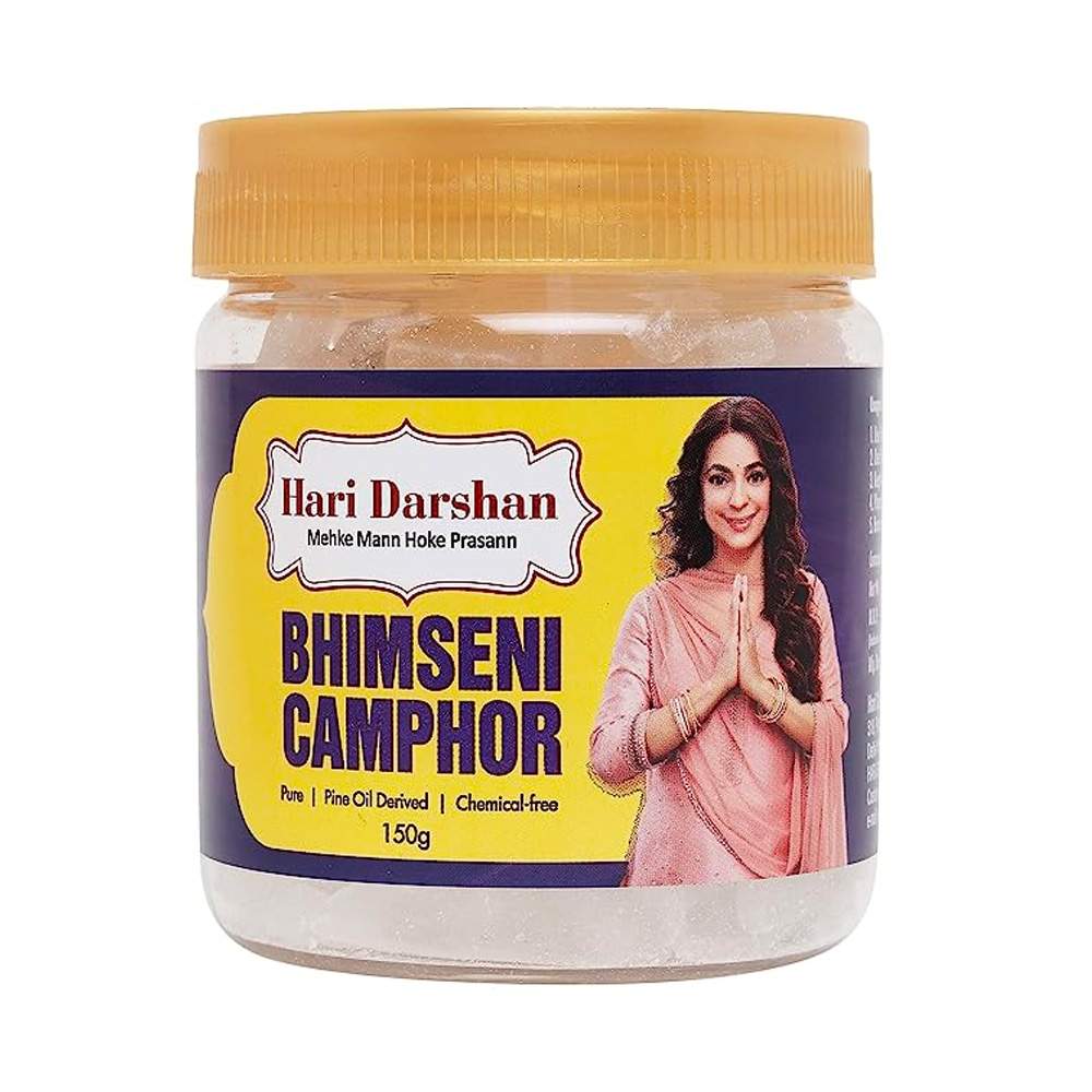 Pure Bhimseni Camphor - Pure Kapur Crystals - For Pooja, Meditation, Havan or Room Freshener - Jar - 150g