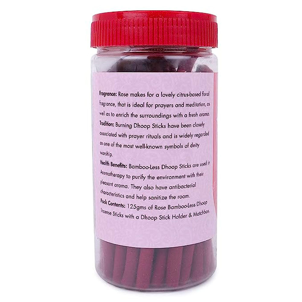 Rose Dry Dhoop Sticks -125g Jar-Make home a temple -Bambooless Incense Sticks -Pack of 3