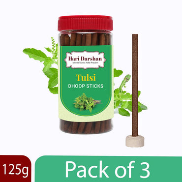 Tulsi Dry Dhoop Sticks -125g Jar-Make home a temple -Bambooless Incense Sticks