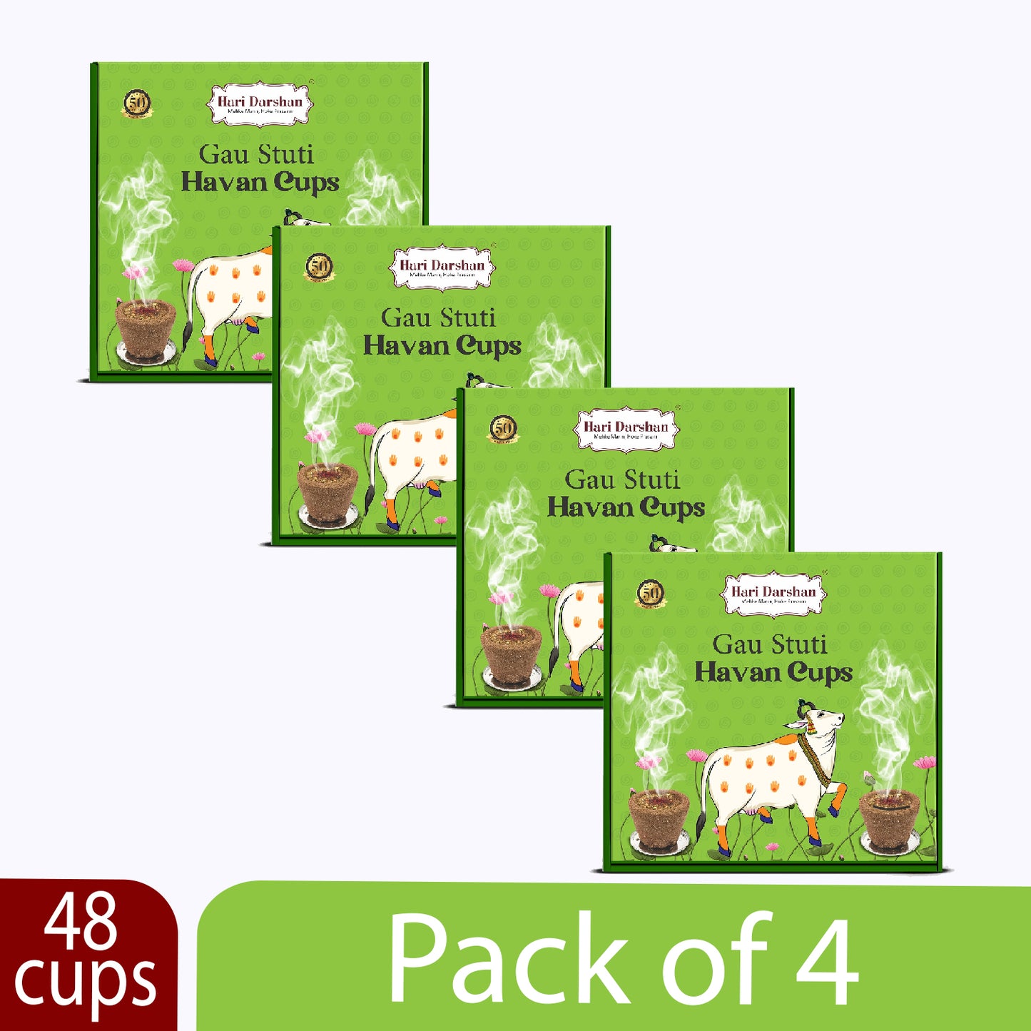 Gau Stuti Sambrani Havan Cups for Pooja ,Peace and Positivity - 12 Cups in Each Box