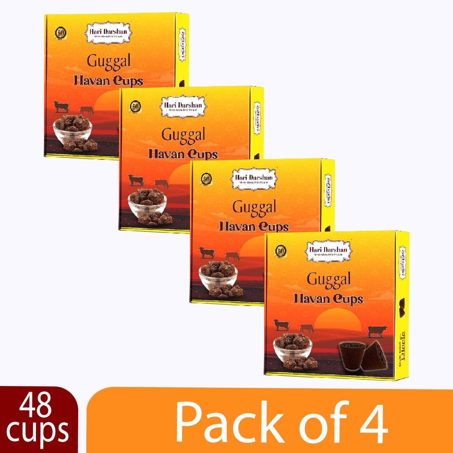 Guggal Sambrani Havan Cups for Pooja ,Peace and Positivity - 12 Cups in Each Box