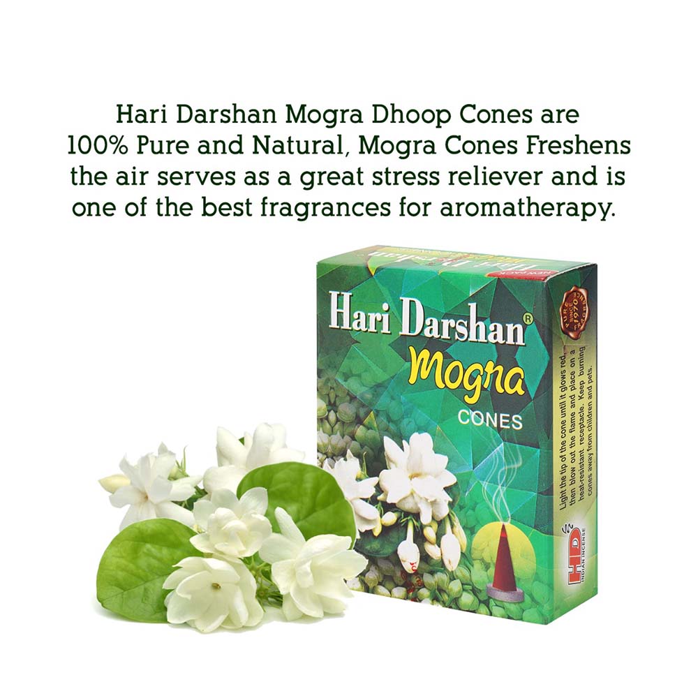 Mogra Dhoop Cones, with Beautiful Fragrance (Pack of 12 x 20 Cones)