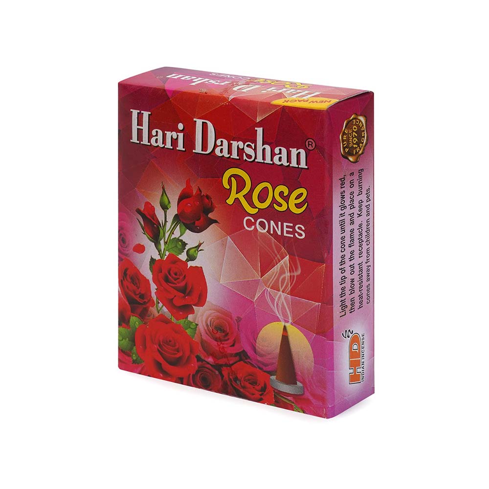 Rose Dhoop Cones, with Beautiful Fragrance (Pack of 12 x 20 Cones)