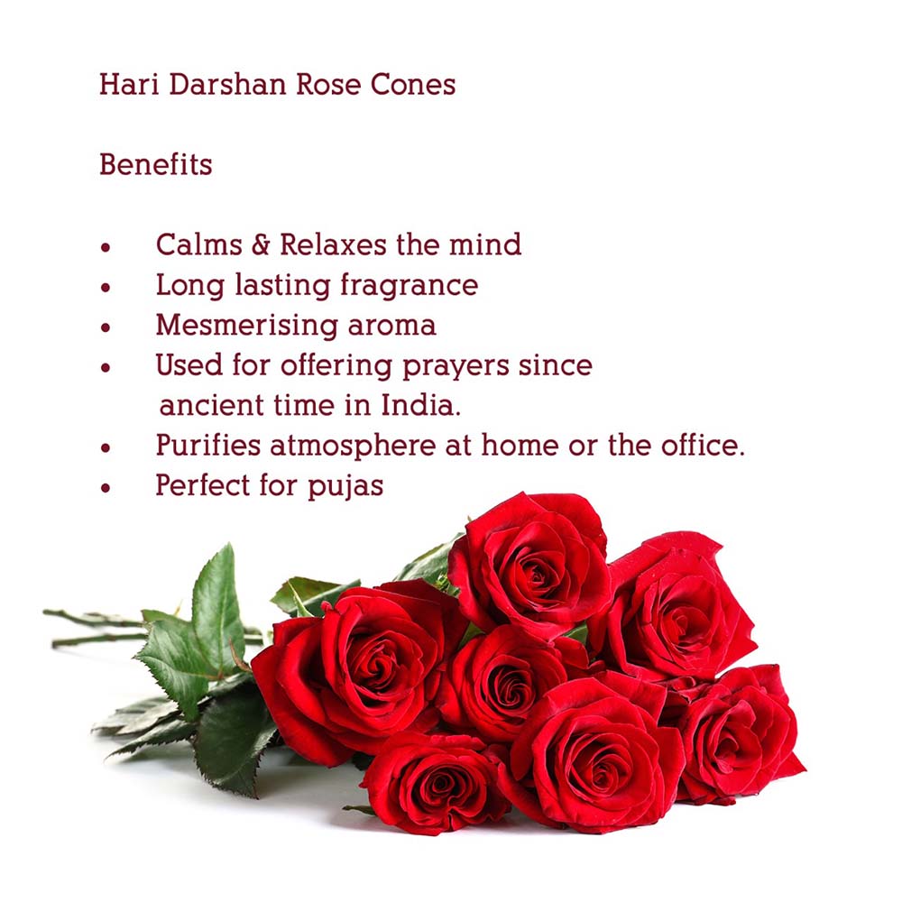 Rose Dhoop Cones, with Beautiful Fragrance (Pack of 12 x 20 Cones)