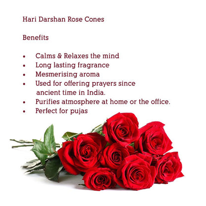 Rose Dhoop Cones, with Beautiful Fragrance (Pack of 12 x 20 Cones)