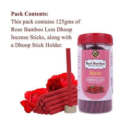 Rose Dry Dhoop Sticks -125g Jar-Make home a temple -Bambooless Incense Sticks -Pack of 3