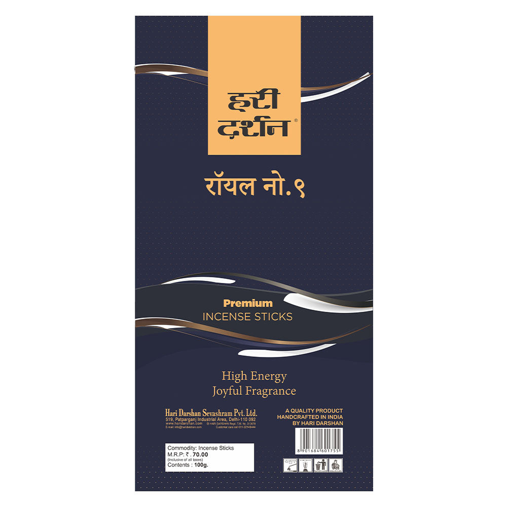 Premium Royal no.9  Agarbatti, Cheerful & Floral Fragrance Incense sticks -  100 Sticks in each pack