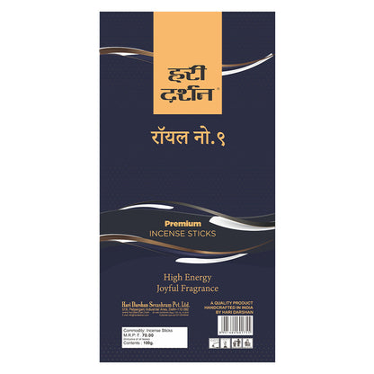 Premium Royal no.9  Agarbatti, Cheerful & Floral Fragrance Incense sticks -  100 Sticks in each pack