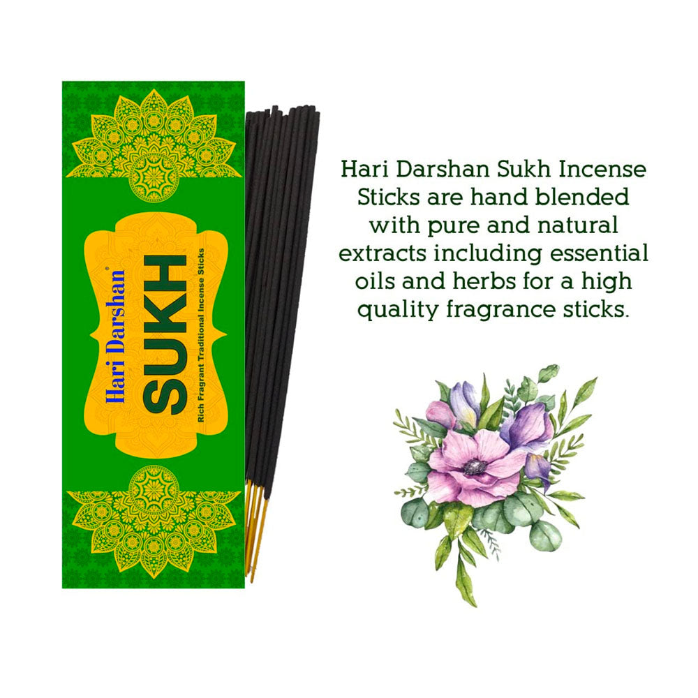 Sukh Agarbatti, Perfumed Rich Fragrant Traditional Incense sticks - 25g Each - Approx. 20 st Each